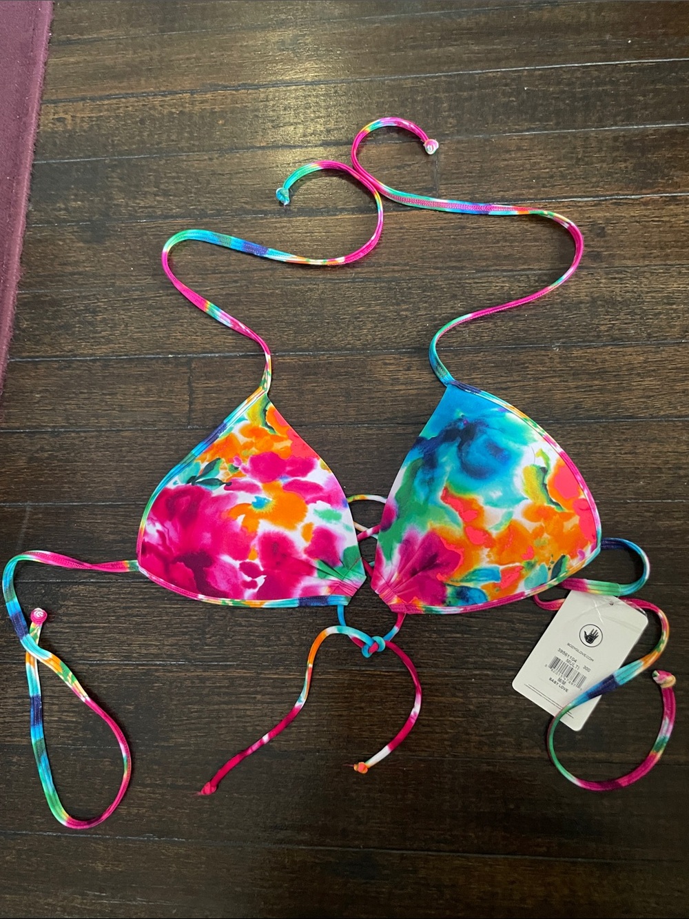 Body Glove Vibrant Tie-Dye Triangle Bikini Top - Pink, Blue, Orange, Green